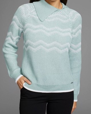 NEU STRICK PULLOVER BAUMWOLLE 36/38 40/42 44/46 LAURA SCOTT mint weiss *82021261