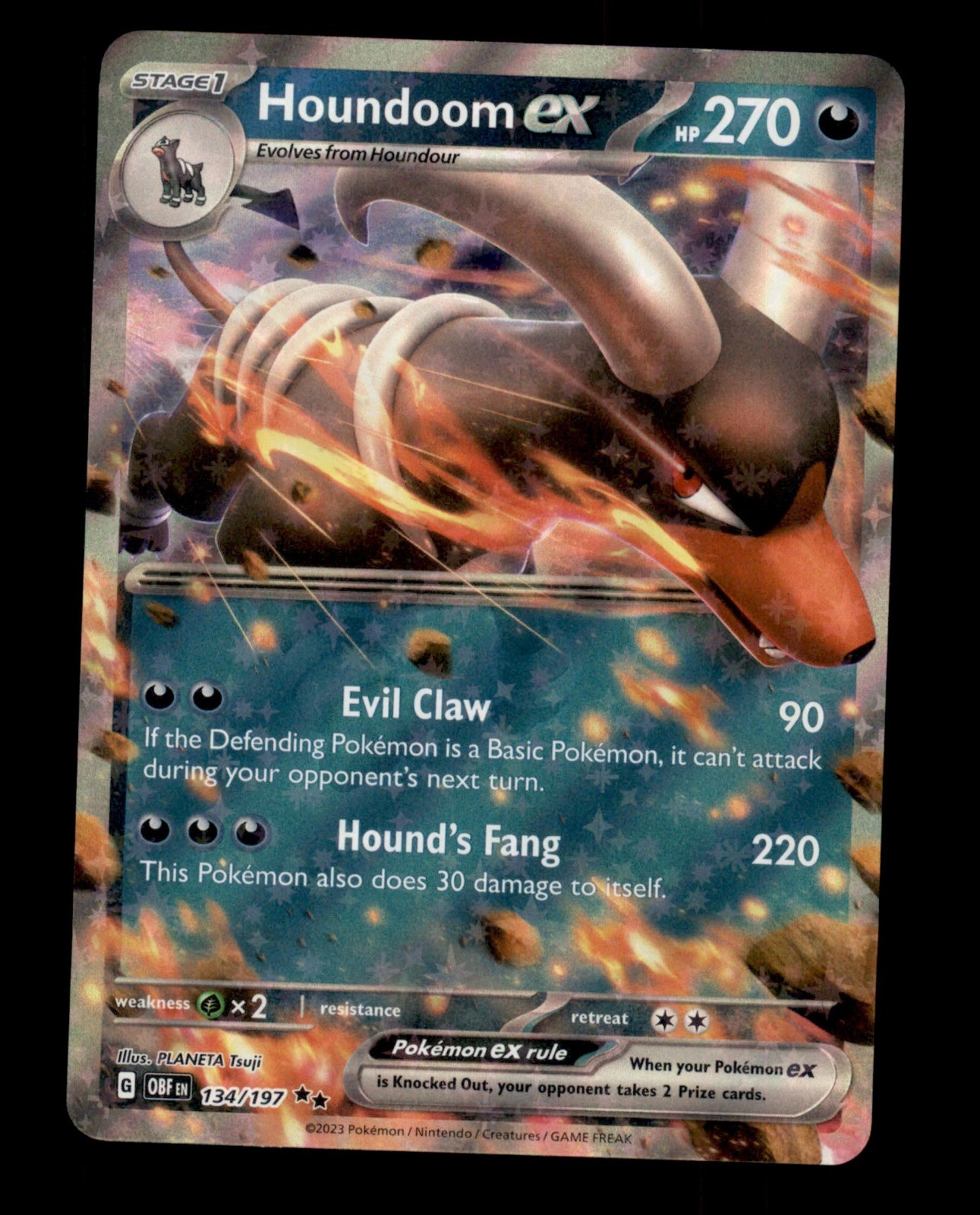Houndoom ex 134/197 Holo - Pokemon SV03: Obsidian Flames