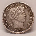 1906-D Barber Dime XF ~ Obverse Struck Thru