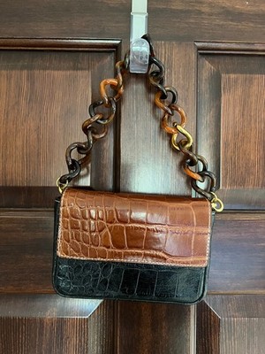 Staud Mini Tommy Leather  Flap Chain Bag in Embossed Croc - NWOT!