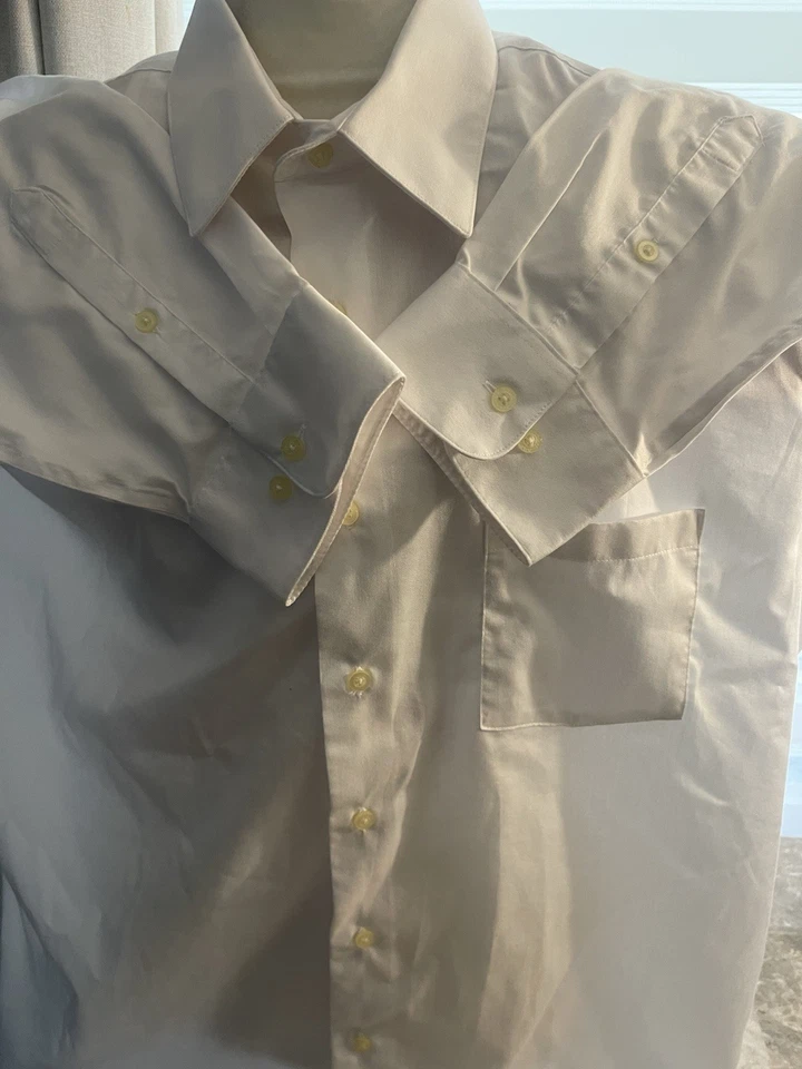 Camisa de vestir ajustada para hombre Arrow 17,5 32/33 blanca manga larga cuello abotonado B Foto 3 de 4