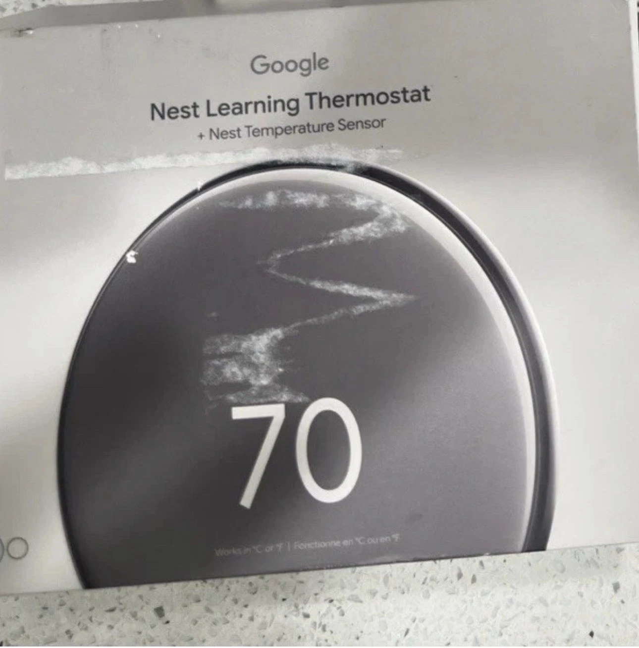 Google Nest Learning Thermostat (4th Gen) w Temperature Sensor Polished Silver