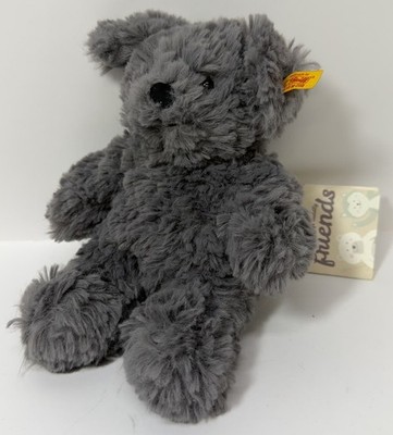 W/ ALL TAGS Steiff Toni 8'' Plush Gray Dog Stuffed Animal Soft Cuddly Friends