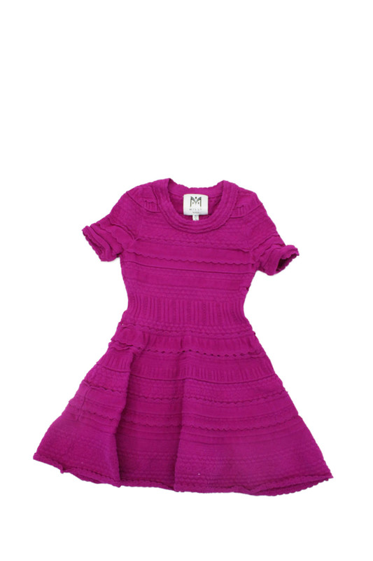 Milly Minis Girls Scalloped Trim Short Sleeve A Line Dress Purple Size 4