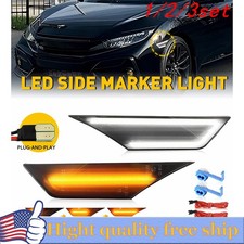2/4x LED Dynamic Turn Signal Side Amber Marker Light For 2016-2021 Honda Civic