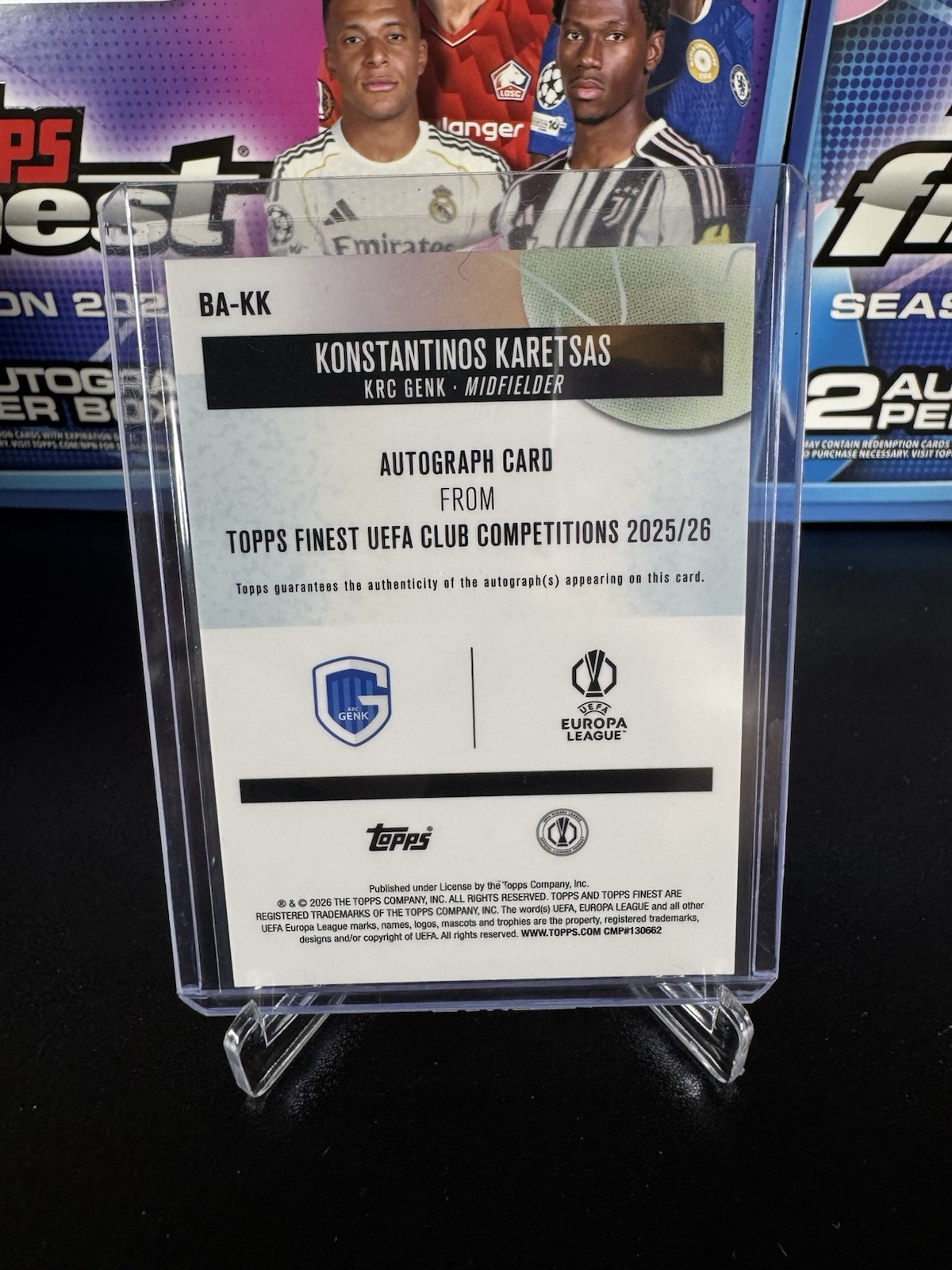 Topps Finest UCC UEL KRC Genk Konstantinos Karetsas RC Auto BA-KK /150 view 2