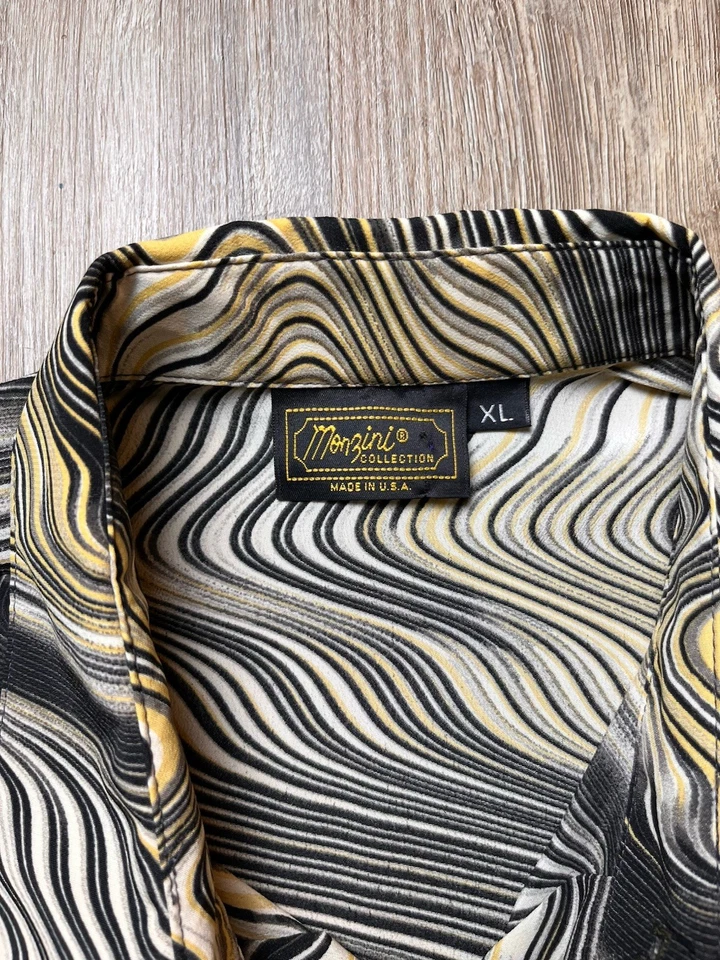 Vintage Monzini Collection Shirt Mens Size XL Long Sleeve Button Disco Made USA - Image 2 of 4