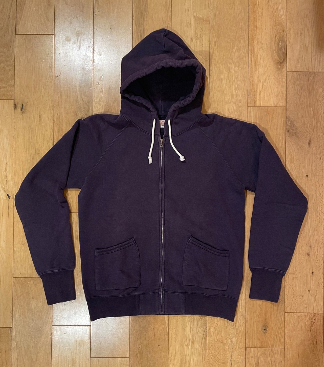 The Real McCoy's Ball Park Full Zip Hooded Sweatshirt Navy Large