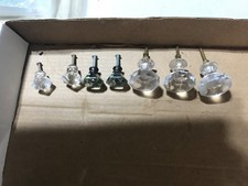 Vintage Szklana fasetowana szuflada Ciągniki, gałki, partia 7, bez żetonów