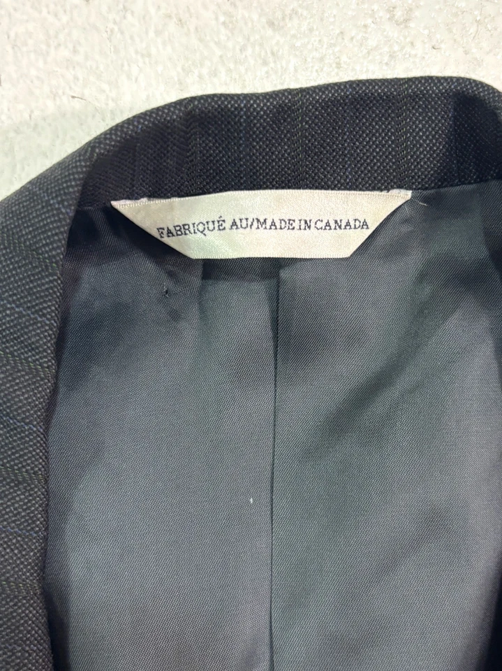 VTG 90s Samuelsohn 42T 42L 36x32 2pc Pant Suit 100% Wool Black Striped - Image 4 of 4