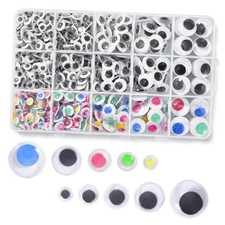 Hudinsun 600pcs Black and Multi Colors Wiggle Googly Eyes Self Adhesive, 6mm