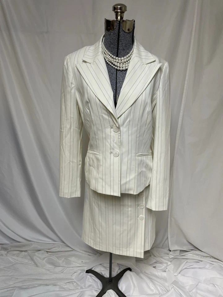 Traje Falda Nine West Talla 8 Conjunto de Dos Piezas Bolsillos Solapa Pico Por favor LEER Ejecutivo Foto 4 de 4