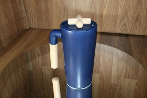 tall coffee mug with silicon gasket lid espresso cappuccino blue unique EUC !