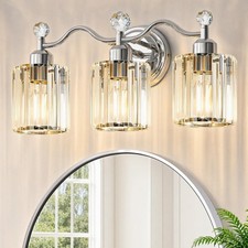 Bathroom Light Fixtures, 3-Light Vanity Light Over Mirror, Polished Chrome Wa...