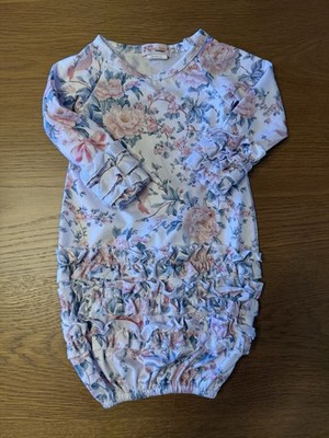 Unbranded Ruffle Floral Print Newborn Baby Girl Gown