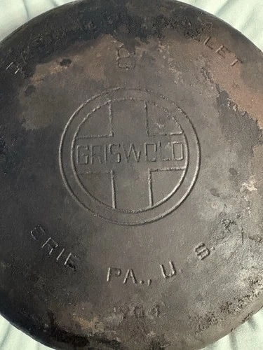 Vintage Griswold #8 Cast Iron Skillet 10.5" Needs Restoration