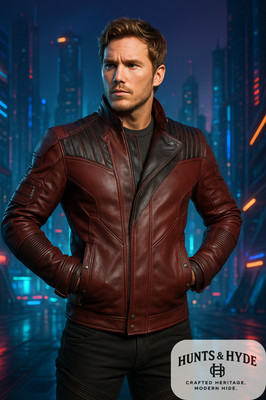 Mens Guardians of the Galaxy Star Lord Peter Quill Distressed Leather Jacket