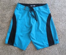 Pacific Surf by Exist, Swim Trunks -Men's Sz M-Torquoise/Black -9.5 Inch Inseam