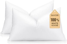 Set of 2 Down  Feather Throw Pillow Inserts 12x20 Soft Fluffy Pillow Inserts W/