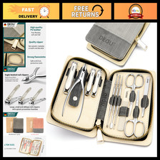 Professional Stainless Steel Manicure Pedicure Set - Nail Clippers, Files, Sci