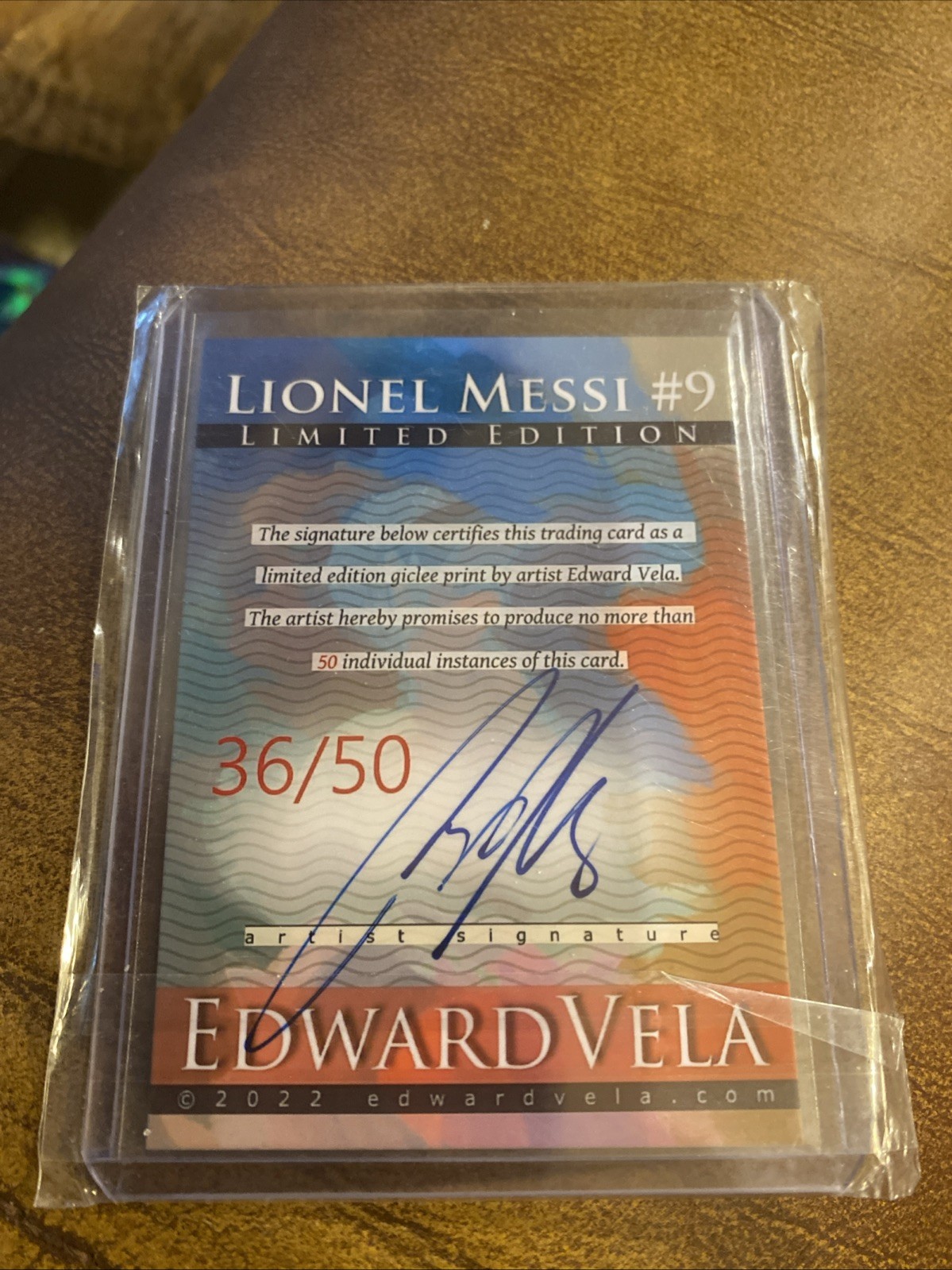 2022 Edward Vela Lionel Messi Sketch Limited Edition /50 Signed view 2