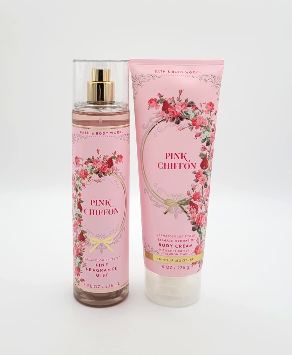 Bath & Body Works Pink Chiffon Body Mist & Body Cream 8 fl oz New