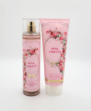 Bath  Body Works Pink Chiffon Body Mist  Body Cream 8 fl oz New Set of 2