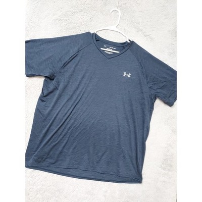Under Armour Shirt Men XLT XL TALL Tech Tee V Neck Short Sleeve Navy Blue Jersey