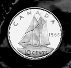 1966 10¢ uncirculated silver proof like coin - in original mint cellophane