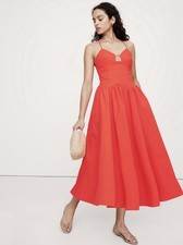 Banana Republic Stretch Poplin Cutout Orange Maxi Dress Size S NWOT RT$200