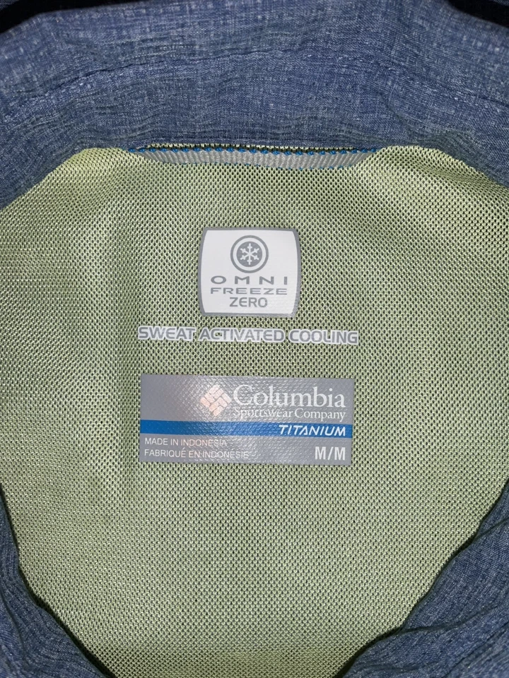 Camisa Columbia manga corta abotonada para mujer azul medio Foto 3 de 3