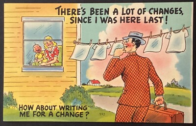 Lot of Changes Since I Was Here Last Please Write VTG Comic Postcard Unposted