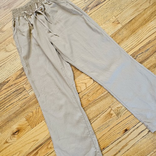 NWT Ci Sono Size XL Linen Blend Pants Tan Color Straight Leg Beach Travel Vaca