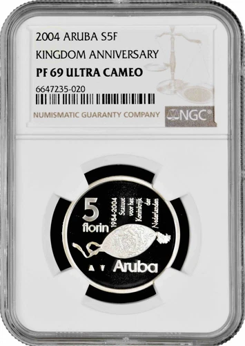 Aruba 5 florin 2004, NGC PF69 UC, "Kingdom Anniversary" Top Pop 3/0