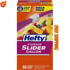 Food Bag Hefty Slider Storage Bags Gallon Size 66 Count
