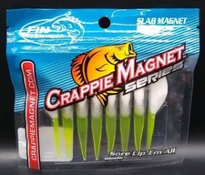 Fin Commander - Crappie Magnet -  Slab Tails Fish Bait, White/Chartreuse 