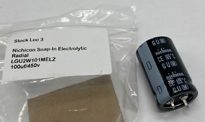 Nichicon snap-in 100uf/450v electrolytic capacitor LGU2W101MELZ