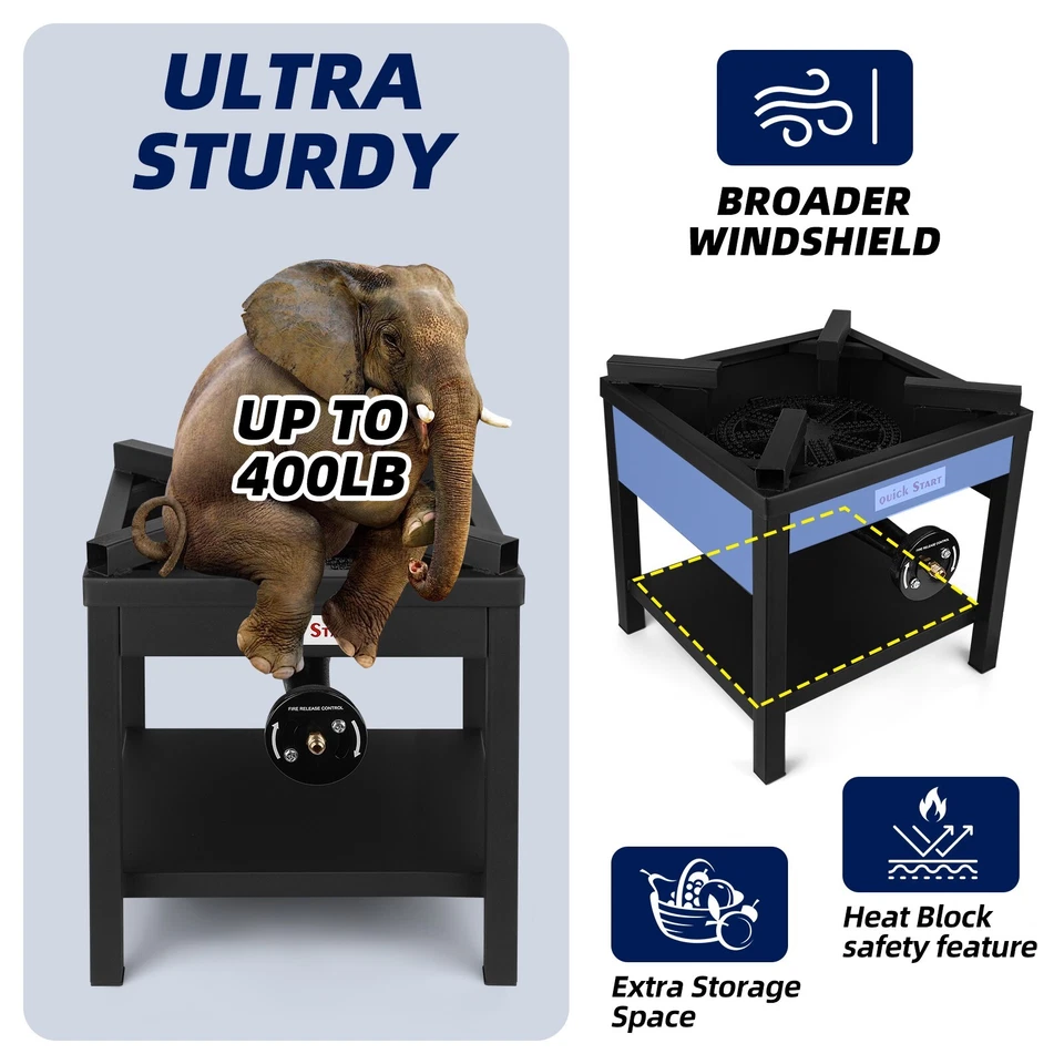 Одиночная пропановая горелка коммерческого класса высокопрочная подставка - 260000 БТЕ - Изображение 2 из 4
