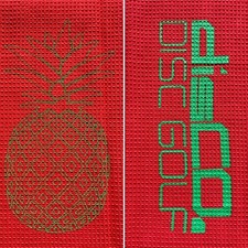 NEW disCO. Disc Golf &lsquo;Flying Pineapple&rsquo; Disc Golf Towel 18&rdquo; x 28&rdquo; Red w/ Green