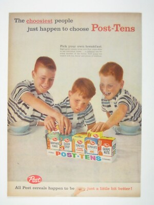 Vintage Post Tens Cereal Sampler Print AD MOD Red Red Children Kitchen Decor