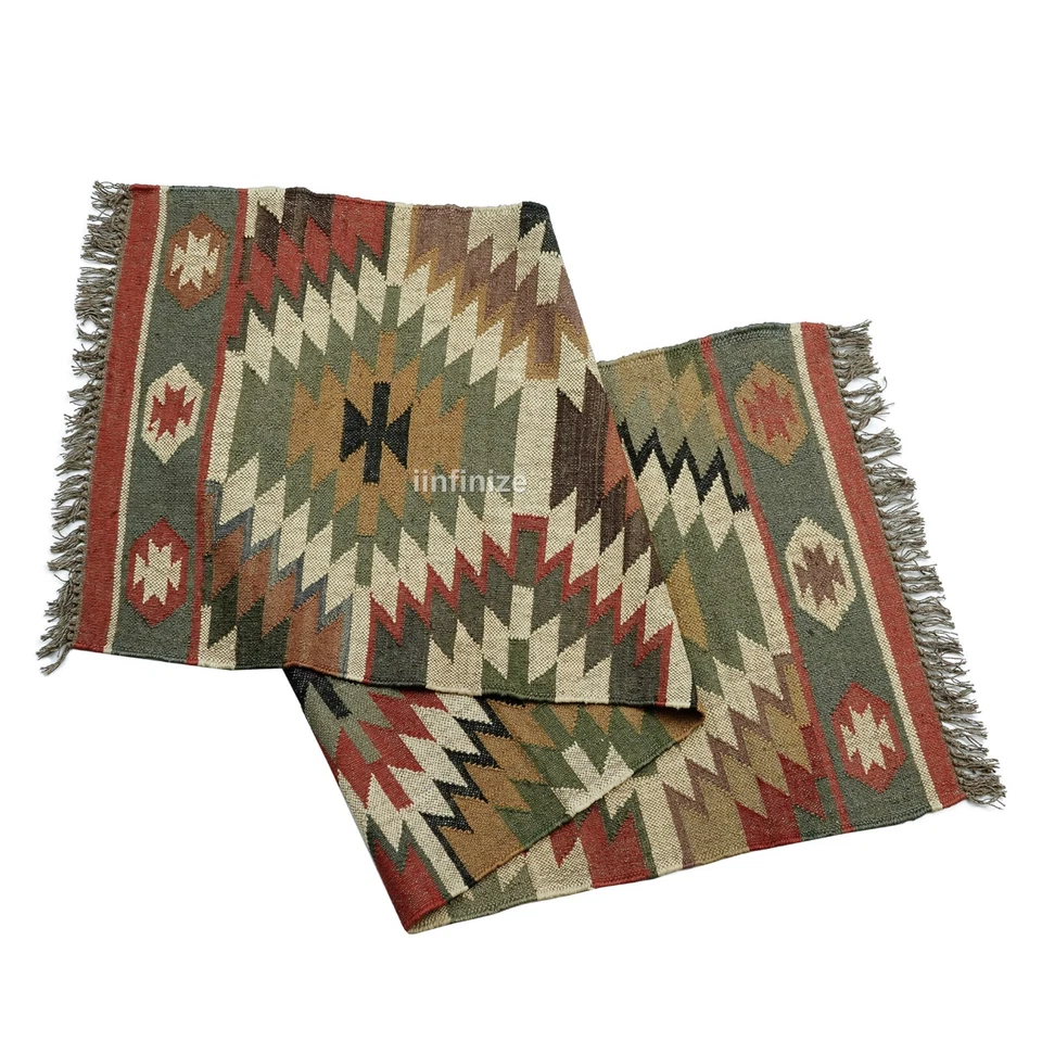 Handwoven Wool Jute Kilim Runner Vinatge Home Decor Stair Runner Knitted Area ru - Image 4 of 4