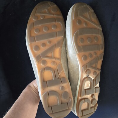 AUTH PRADA Sneakers SHOES 4E2020 Grey BEIGE SUEDE NEW US 12  display picture 3