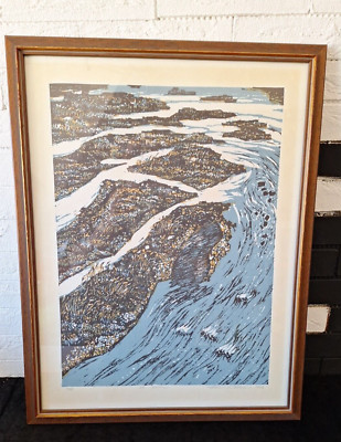 Fumio Kitaoka, River, 1973, Holzblockdruck, signiert