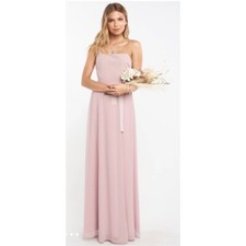Show Me Your MuMu XS Lauren Tie Maxi Dress Neutral Mauve Chiffon Pink