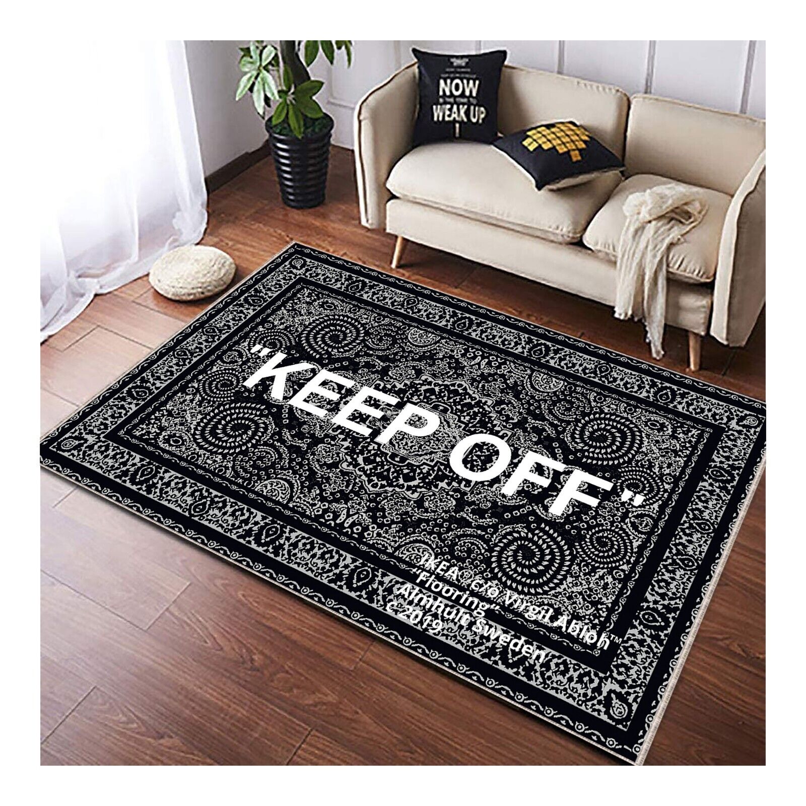 Keep Off Rug, For Living Room, Fan Carpet, Off White Rug, Keep Off