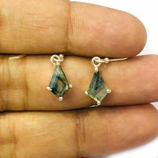 Natural Moss Agate 925 Sterling Silver Handmade Women Dangle Dorp Earring P 058