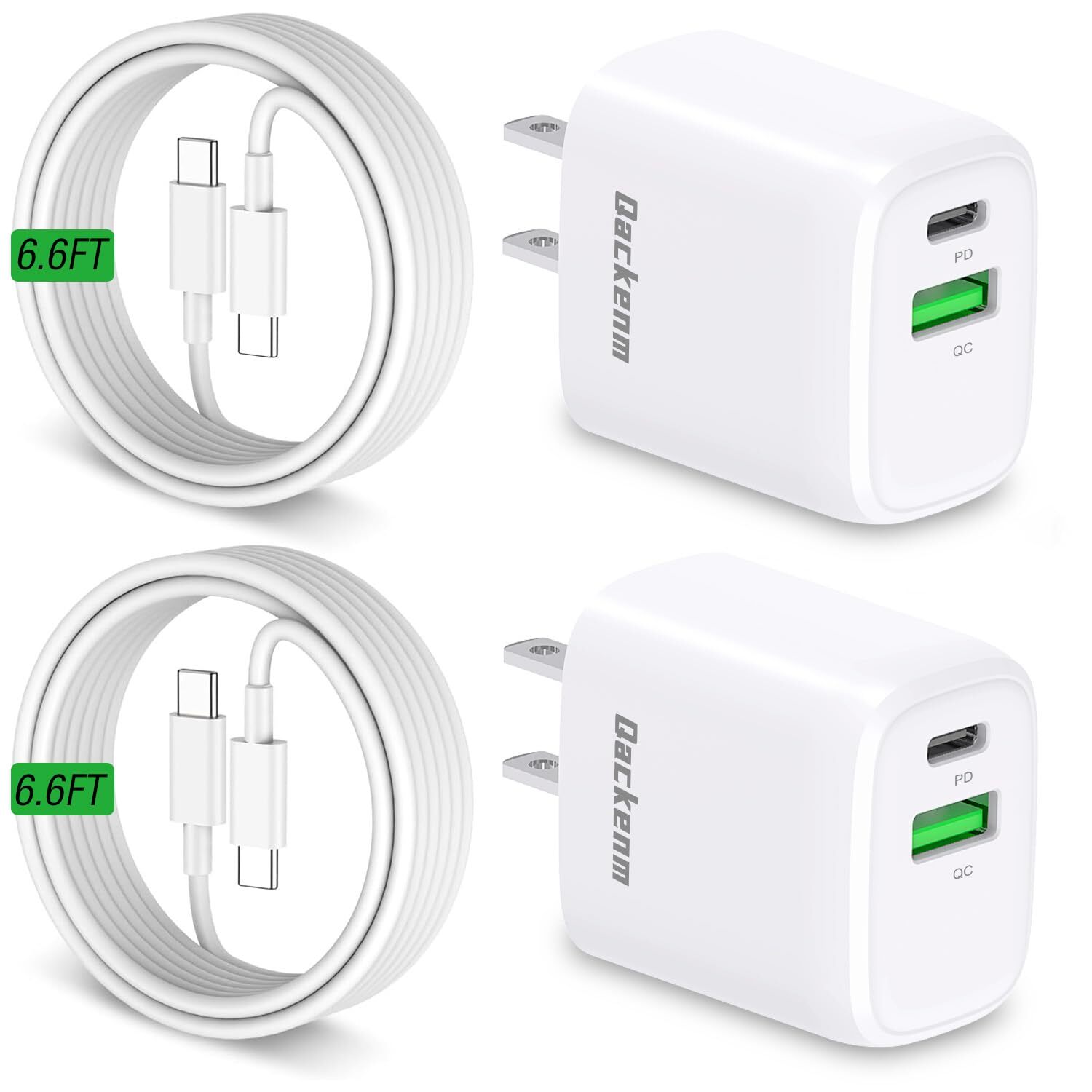 20W USB C Fast Charger Block 2 Pack for iPhone 16 15