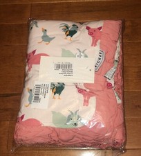 Kickee Pants Bamboo Ruffle Toddler Blanket Natural Farm Animals New Free Ship