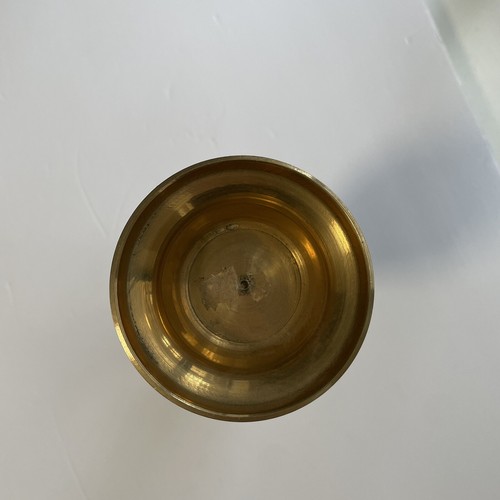 Vintage Brass and Enamel Etched Vase 10" Floral India 1950s - Picture 7 of 7