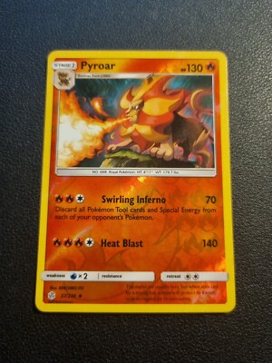 REVERSE HOLO Pokemon Sonne & Mond Kosmische Finsternis TCG Karte Pyroar 37/236